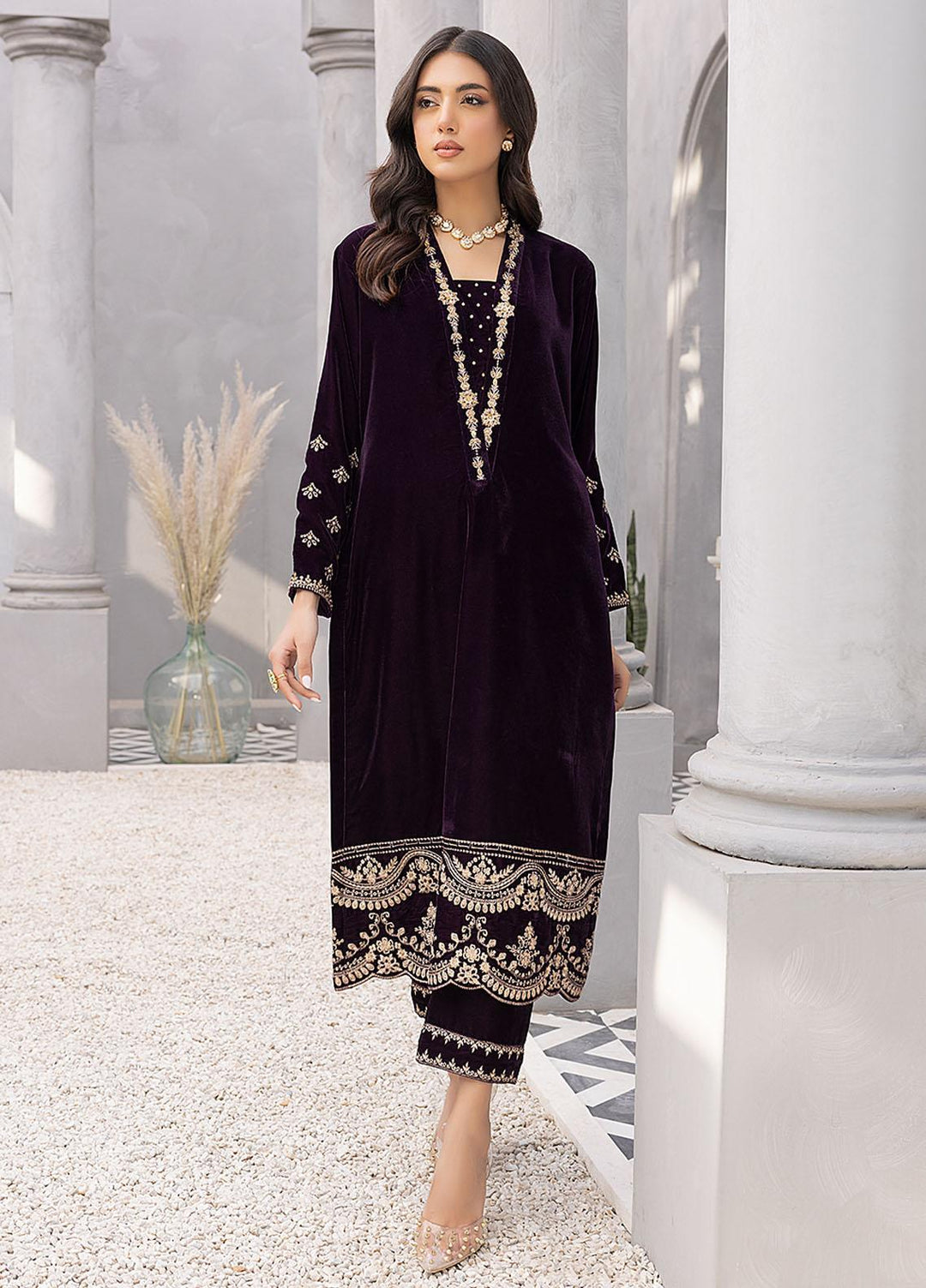 Azure Luxury Pret Embroidered Velvet 2 Piece Dress AZU22VL Vivid Glam 329