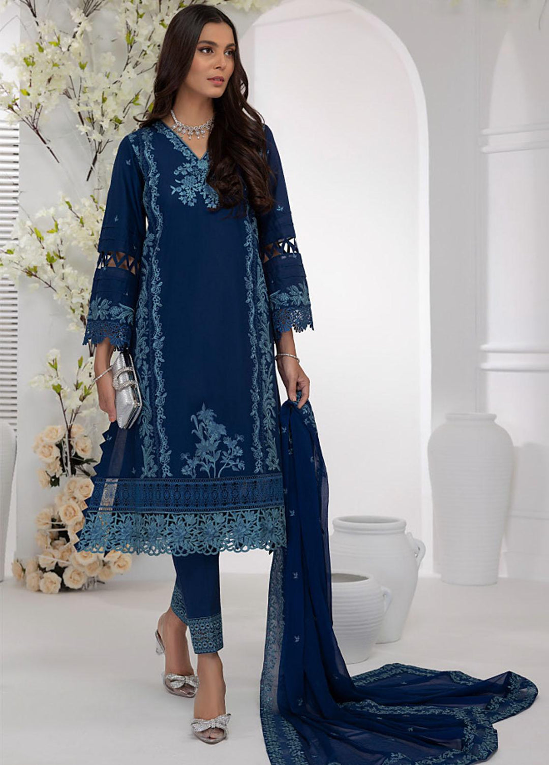 Azure Embroidered Lawn Suits Unstitched 3 Piece AZU23E 55 Blooming Freesia - Luxury Collection