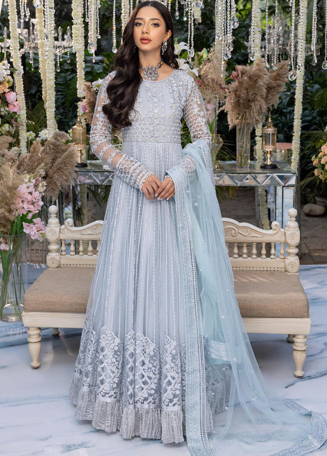 Azure Embroidered Net Suits Unstitched 4 Piece AZU23WD BR-008 Muskan - Wedding Collection