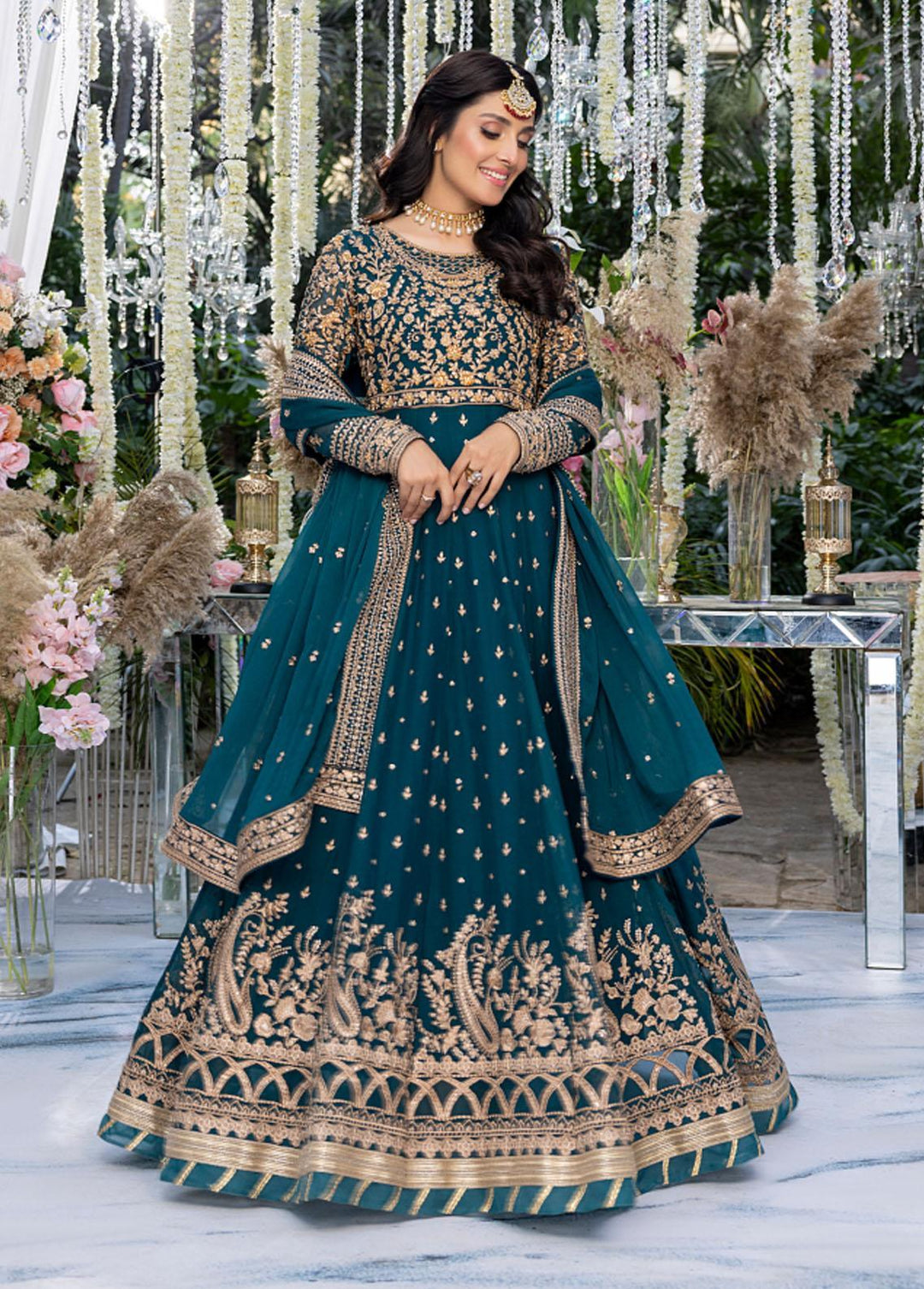 Azure Embroidered Chiffon Suits Unstitched 4 Piece AZU23WD BR-009 Nazneen - Wedding Collection