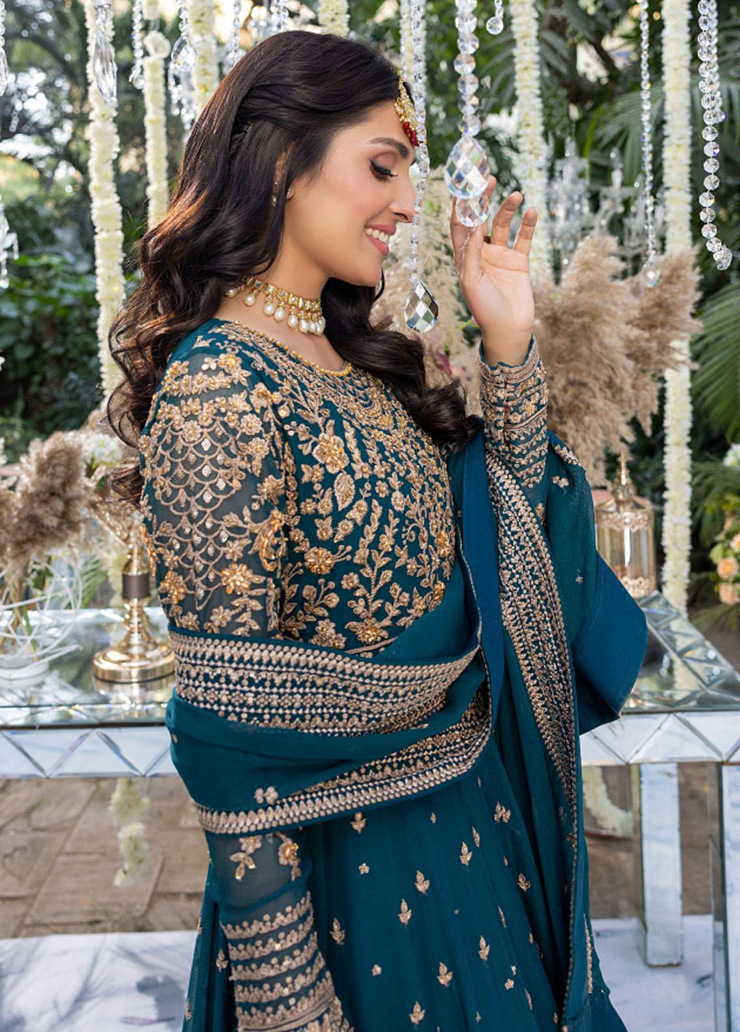 Azure Embroidered Chiffon Suits Unstitched 4 Piece AZU23WD BR-009 Nazneen - Wedding Collection