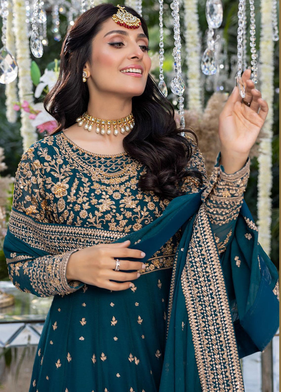 Azure Embroidered Chiffon Suits Unstitched 4 Piece AZU23WD BR-009 Nazneen - Wedding Collection
