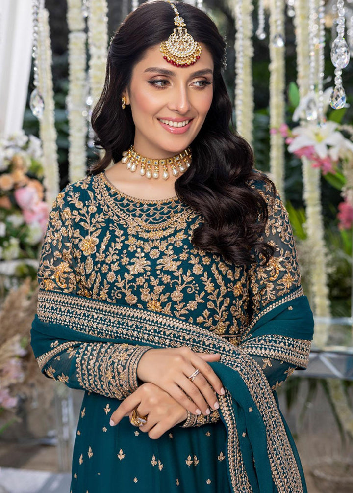Azure Embroidered Chiffon Suits Unstitched 4 Piece AZU23WD BR-009 Nazneen - Wedding Collection
