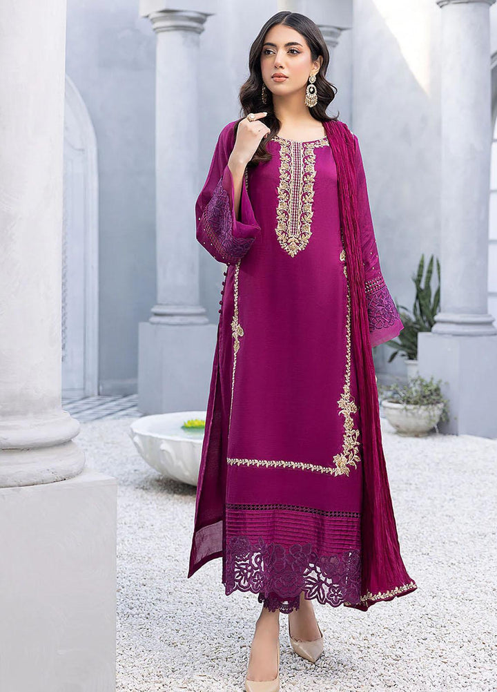 Azure Luxury Pret  Silk 3 Piece Dress Burnt Berry BBVG321