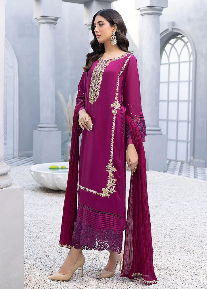 Azure Luxury Pret  Silk 3 Piece Dress Burnt Berry BBVG321