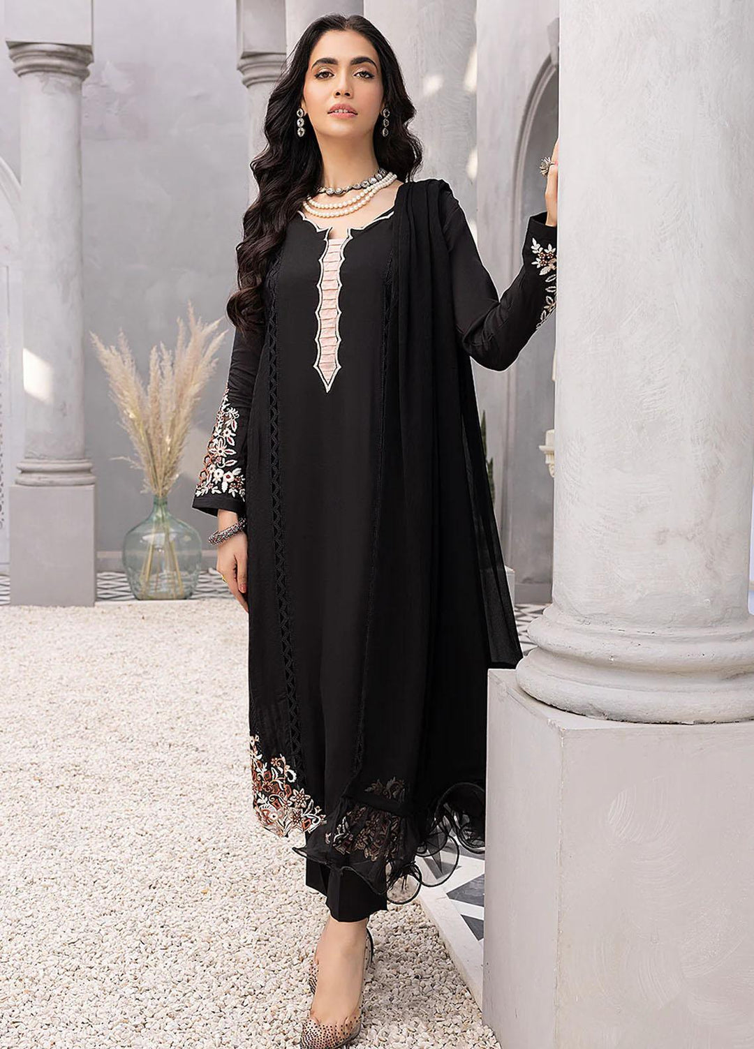 Azure Luxury Pret  Silk 3 Piece Dress Mythic Onyx MOVG331