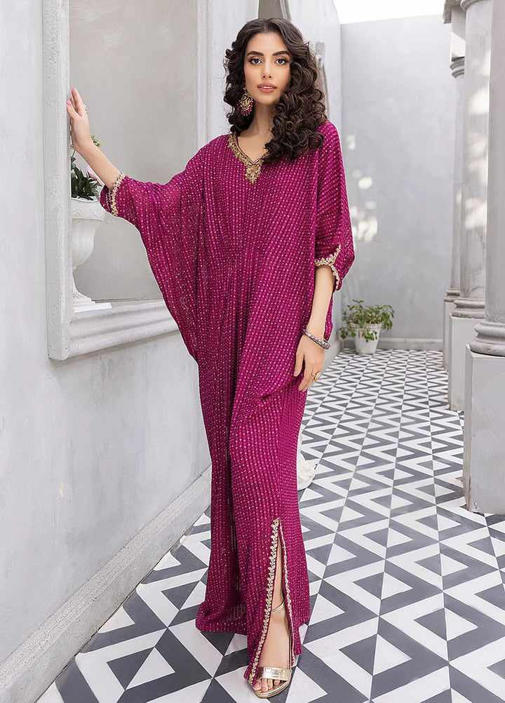 Azure Luxury Pret  Chiffon Kaftan Fuchsia Glam FGVG325