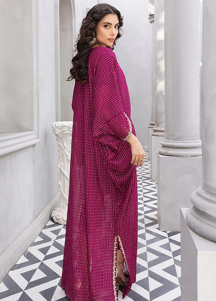 Azure Luxury Pret  Chiffon Kaftan Fuchsia Glam FGVG325