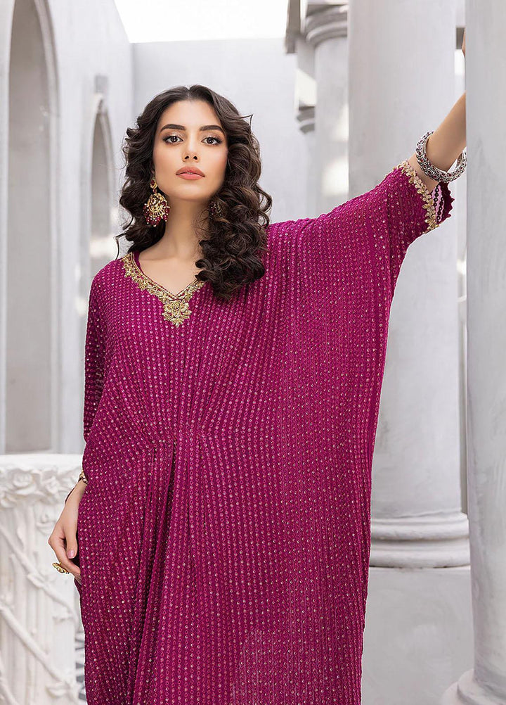 Azure Luxury Pret  Chiffon Kaftan Fuchsia Glam FGVG325
