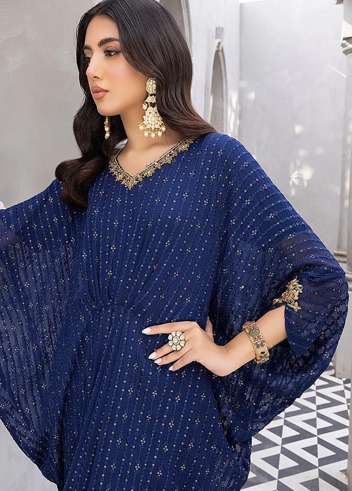 Azure Luxury Pret  Chiffon Kaftan Aqua Stroke ASVG338