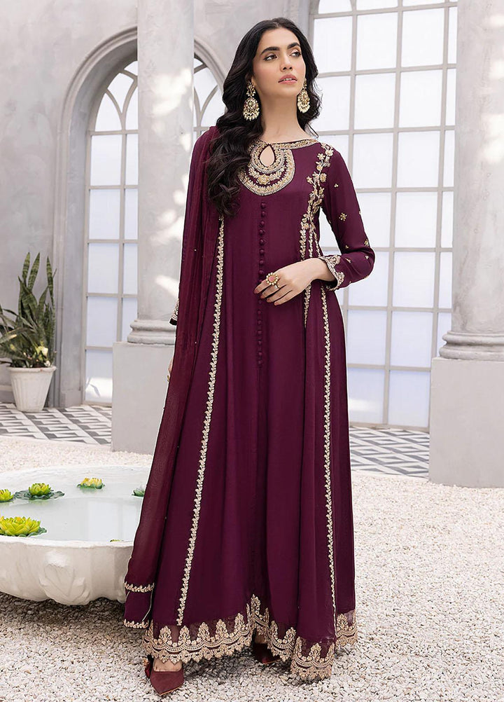Azure Luxury Pret  Silk 3 Piece Dress Garnet Glow GGVG319