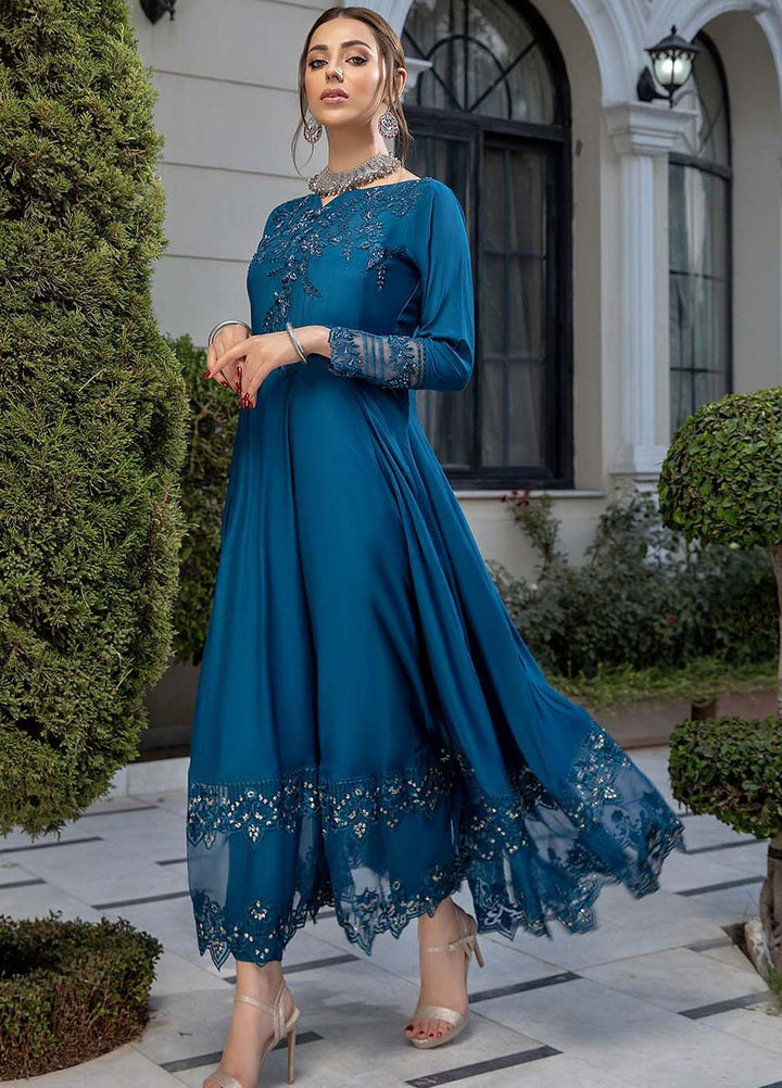Azure Pret Embroidered Silk 3 Piece Dress Majestic Diva MD263
