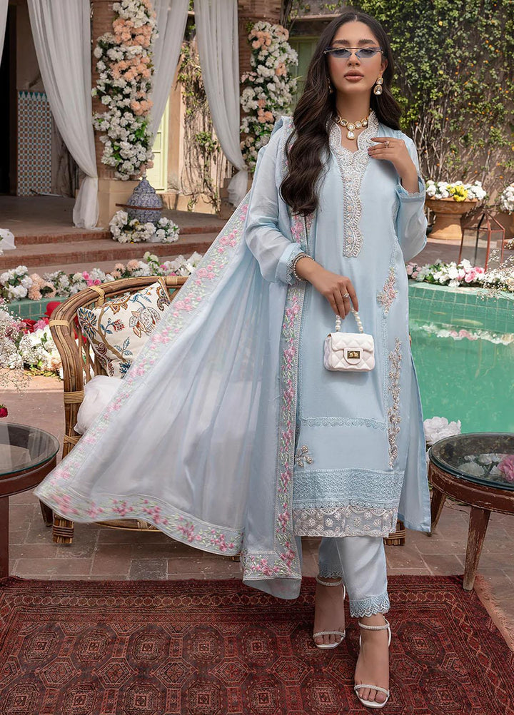 Azure Pret Embroidered Cotton Silk 3 Piece Dress Marshmallow MM294