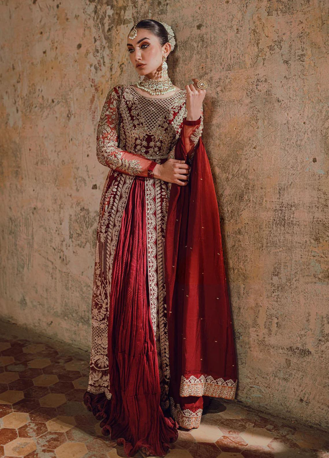 Azure Pret Embroidered Net 4 Piece Suit Hoor