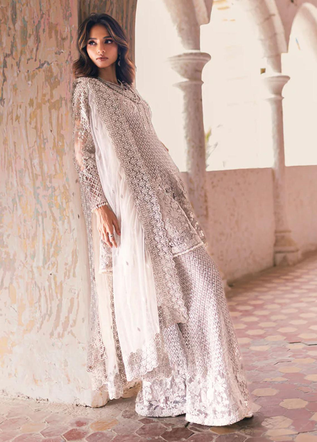 Azure Pret Embroidered Net 4 Piece Suit Jugnu