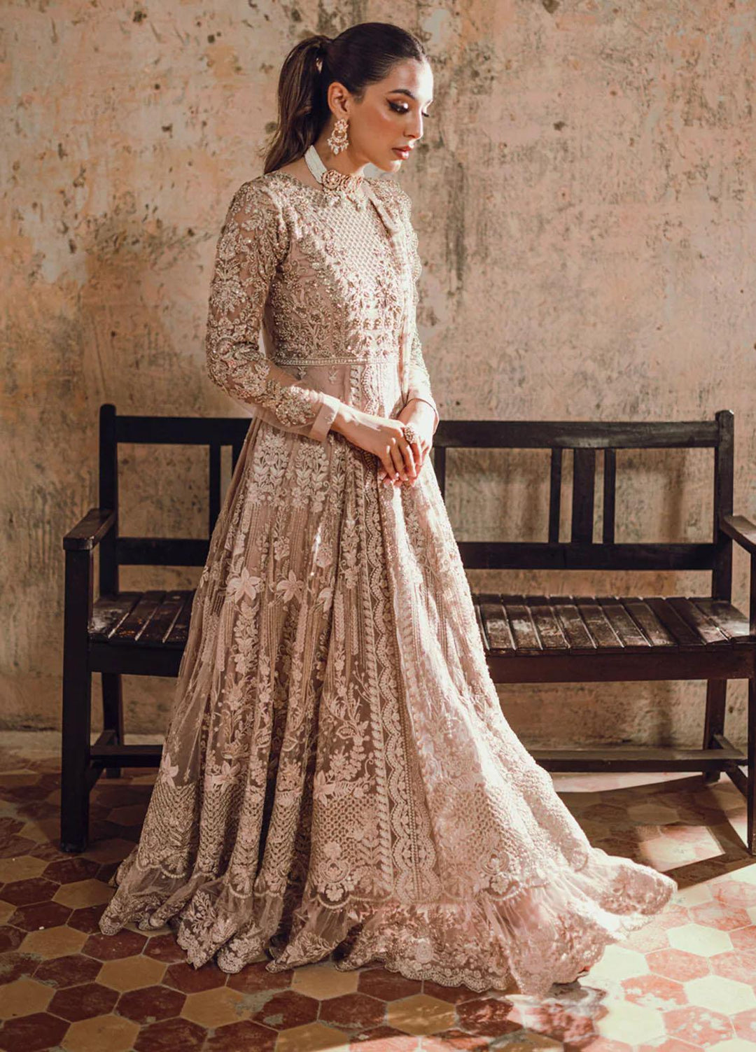 Azure Pret Embroidered Net 4 Piece Suit Nayaab