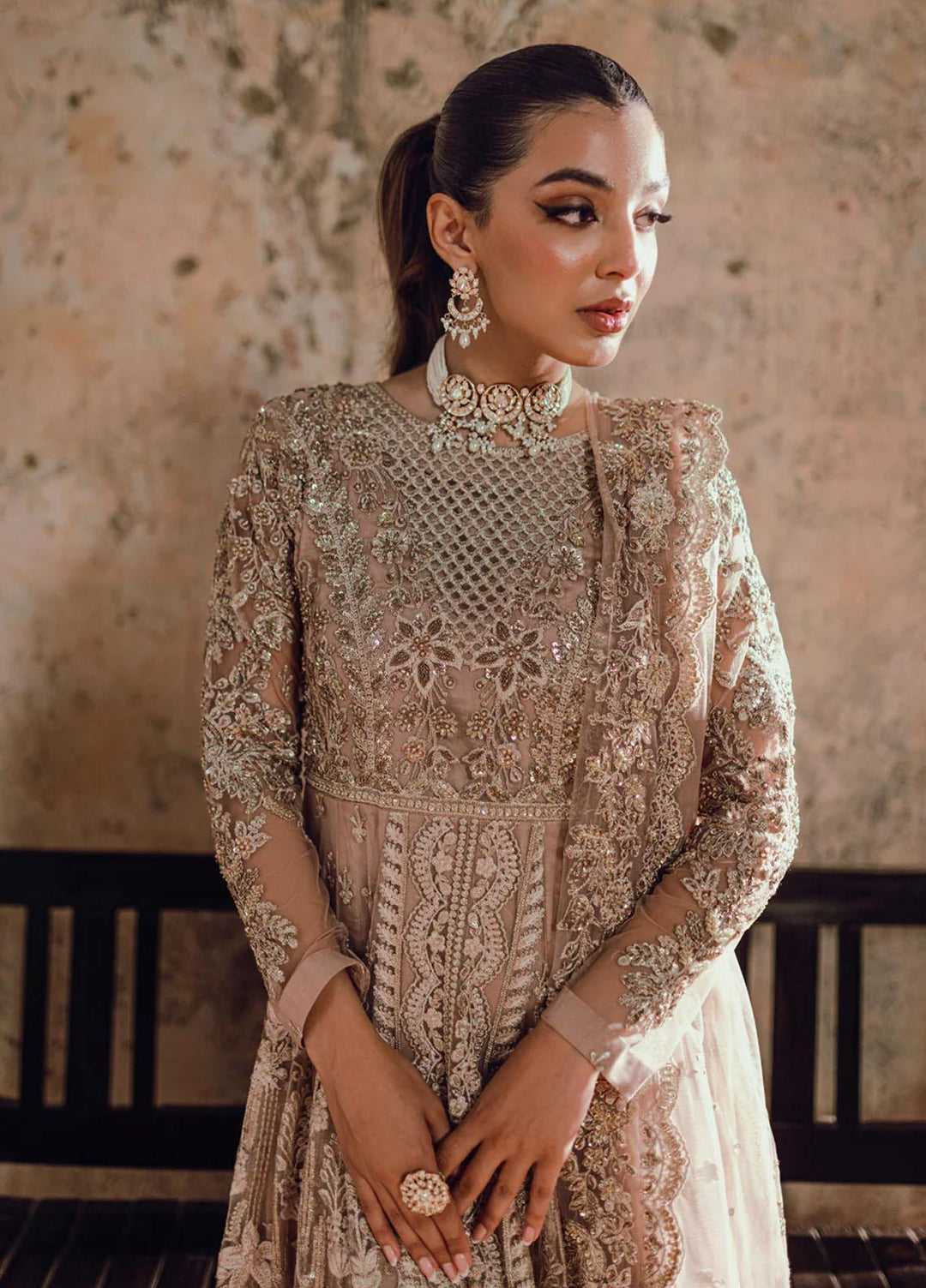 Azure Pret Embroidered Net 4 Piece Suit Nayaab