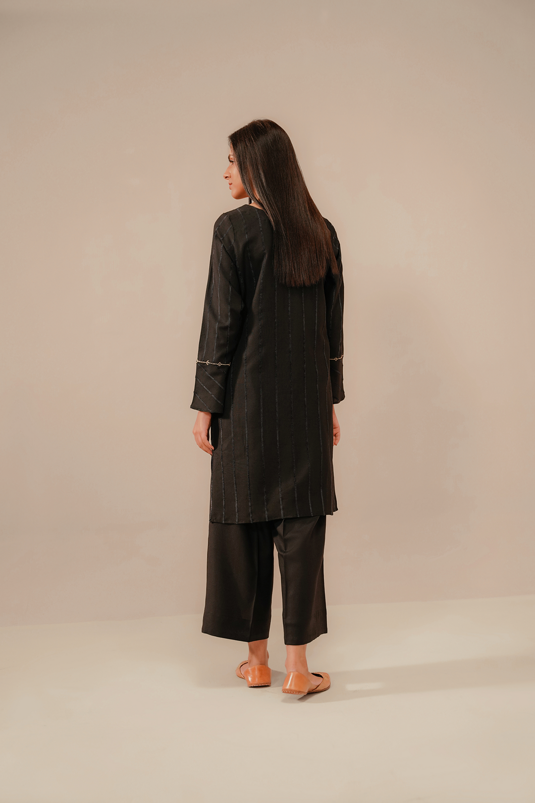 Divinely Crafted Pret Embroidered Silk Karandi 2 Piece Muse Black