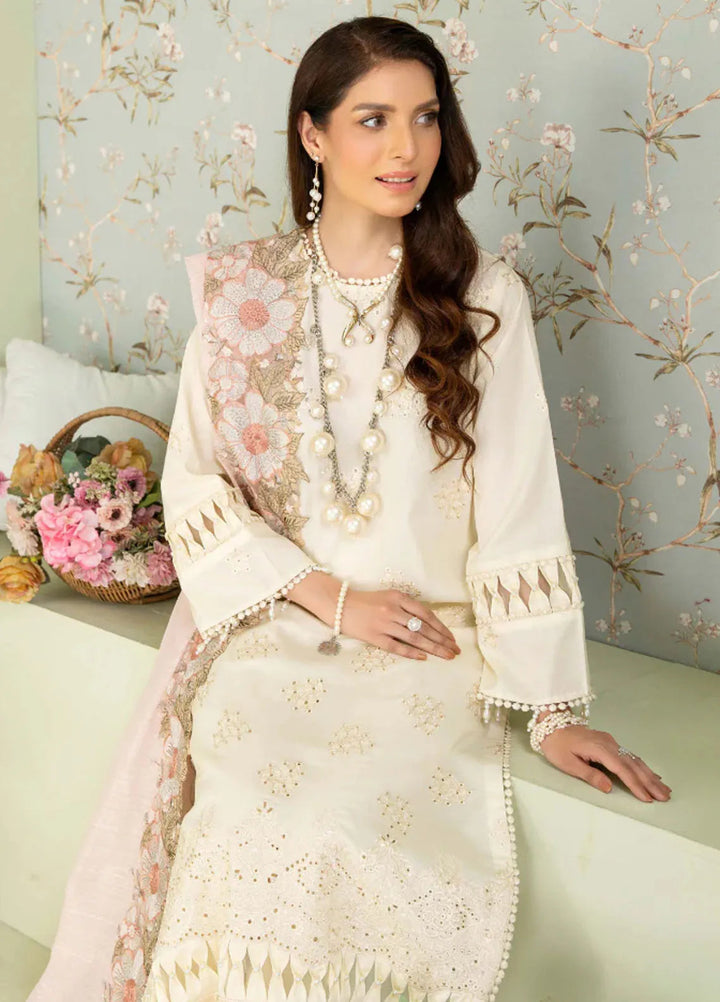 Baad e Baharan by Humdum  Chikankari Lawn Suit Unstitched 3 Piece HD24B D-01 - Summer Collection