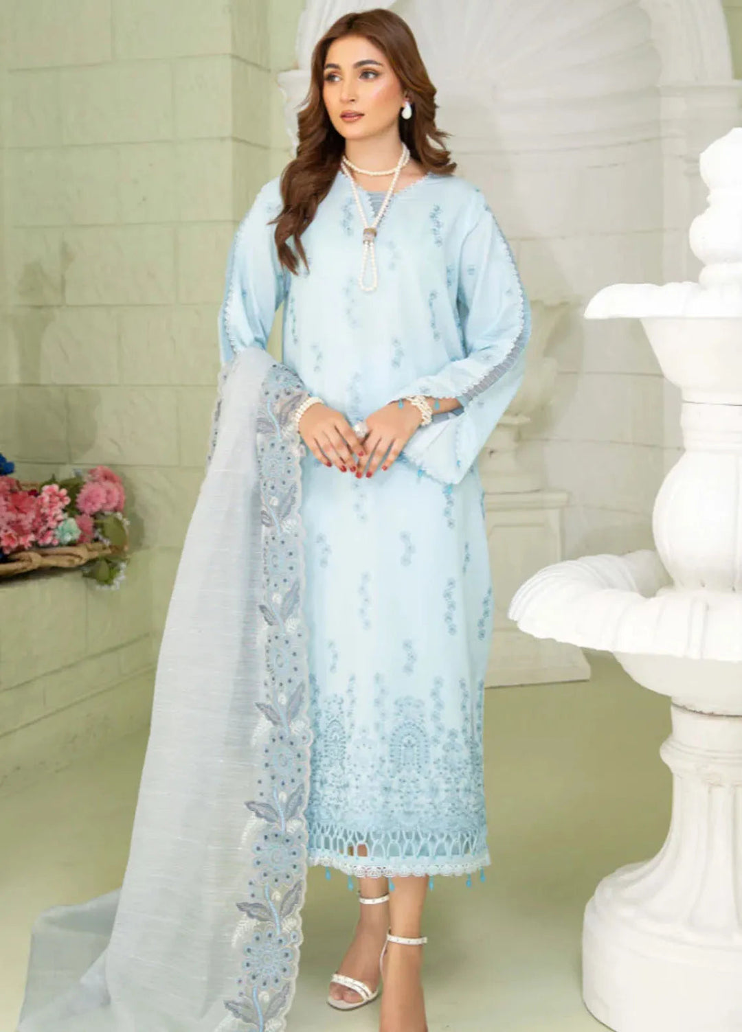 Baad e Baharan by Humdum  Chikankari Lawn Suit Unstitched 3 Piece HD24B D-02 - Summer Collection