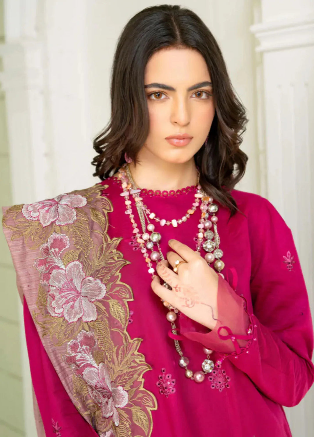 Baad e Baharan by Humdum  Chikankari Lawn Suit Unstitched 3 Piece HD24B D-10 - Summer Collection