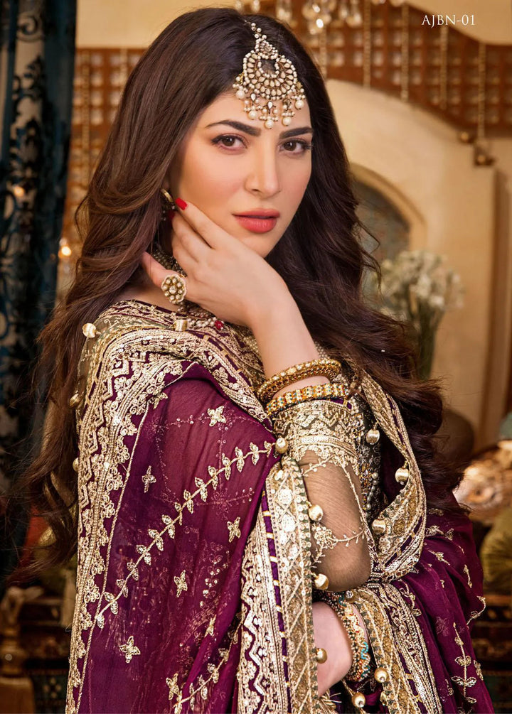 Baad-e-Naubahar by Asim Jofa Embroidered Chiffon Unstitched Suit 3 Piece AJ22BN AJNB-01 - Wedding Collection