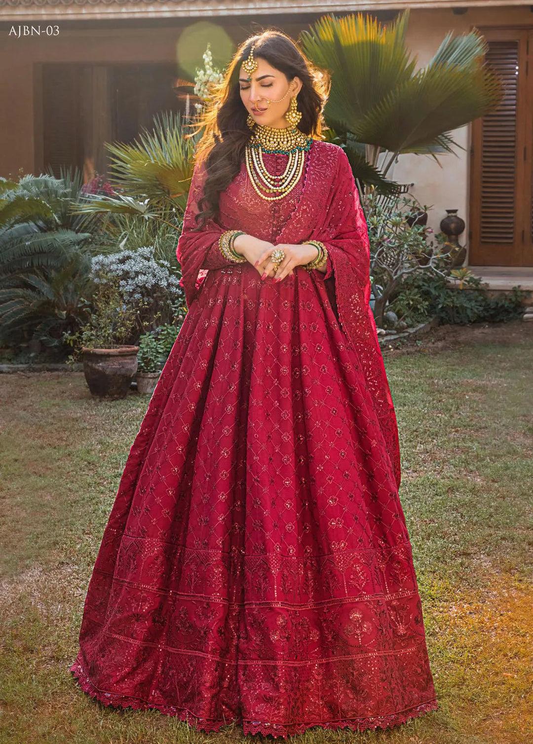 Baad-e-Naubahar by Asim Jofa Embroidered Chiffon Unstitched Suit 3 Piece AJ22BN AJNB-03 - Wedding Collection