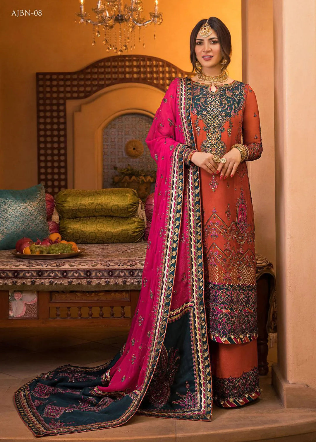 Baad-e-Naubahar by Asim Jofa Embroidered Chiffon Unstitched Suit 3 Piece AJ22BN AJNB-08 - Wedding Collection