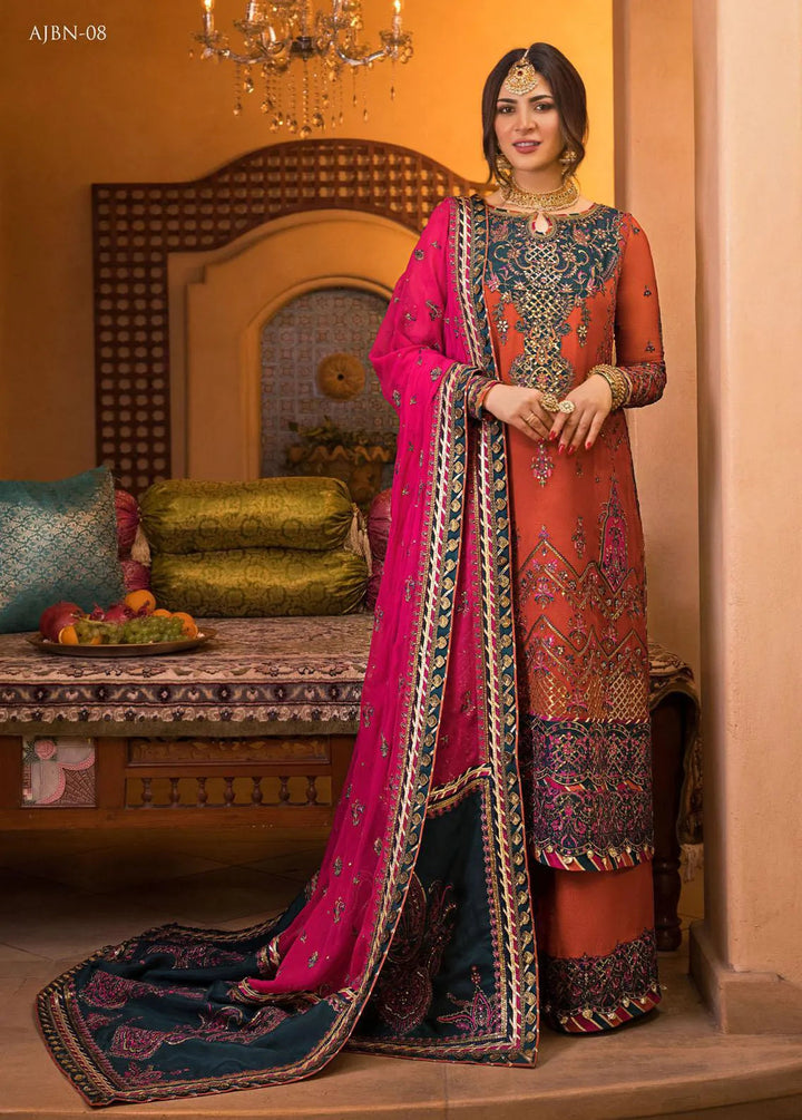 Baad-e-Naubahar by Asim Jofa Embroidered Chiffon Unstitched Suit 3 Piece AJ22BN AJNB-08 - Wedding Collection