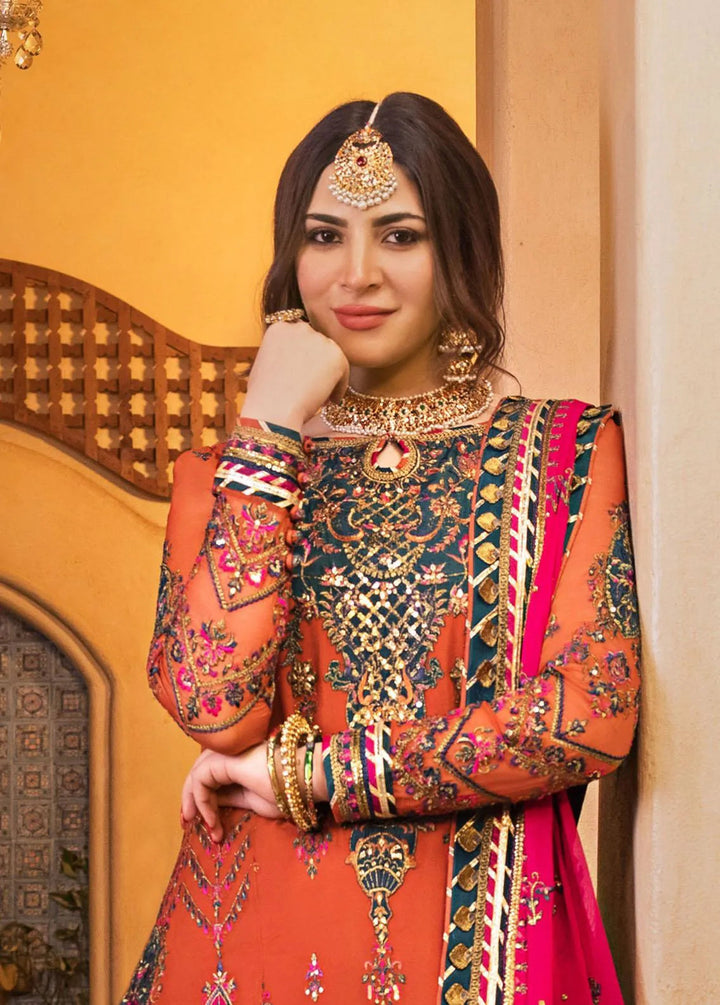 Baad-e-Naubahar by Asim Jofa Embroidered Chiffon Unstitched Suit 3 Piece AJ22BN AJNB-08 - Wedding Collection