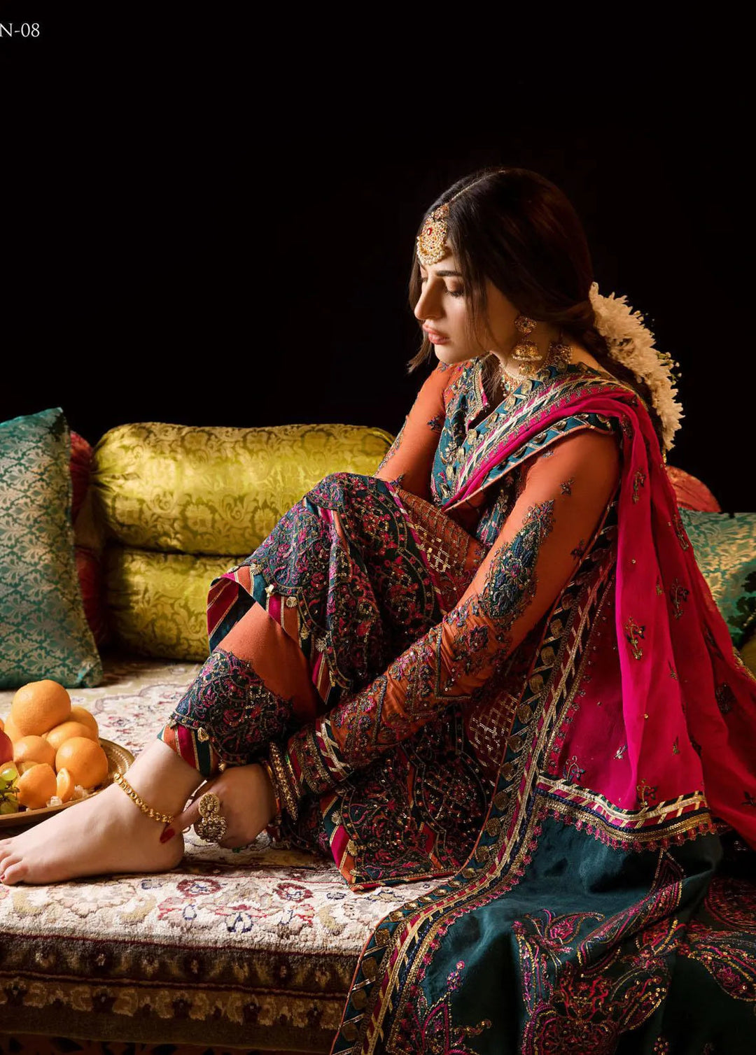 Baad-e-Naubahar by Asim Jofa Embroidered Chiffon Unstitched Suit 3 Piece AJ22BN AJNB-08 - Wedding Collection