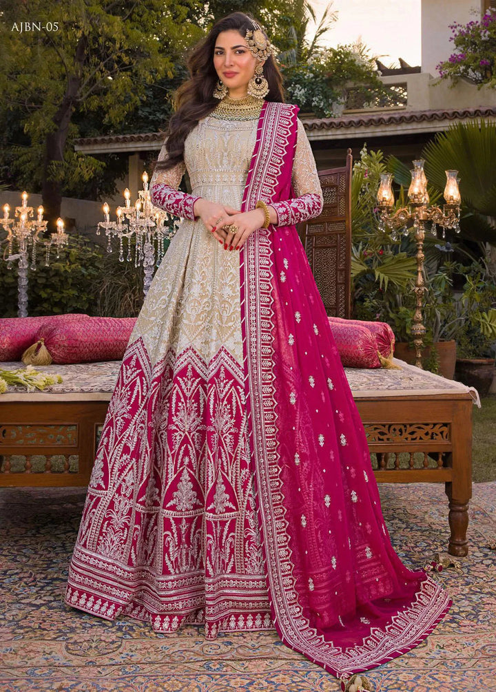 Baad-e-Naubahar by Asim Jofa Embroidered Net Unstitched Suit 3 Piece AJ22BN AJNB-05 - Wedding Collection