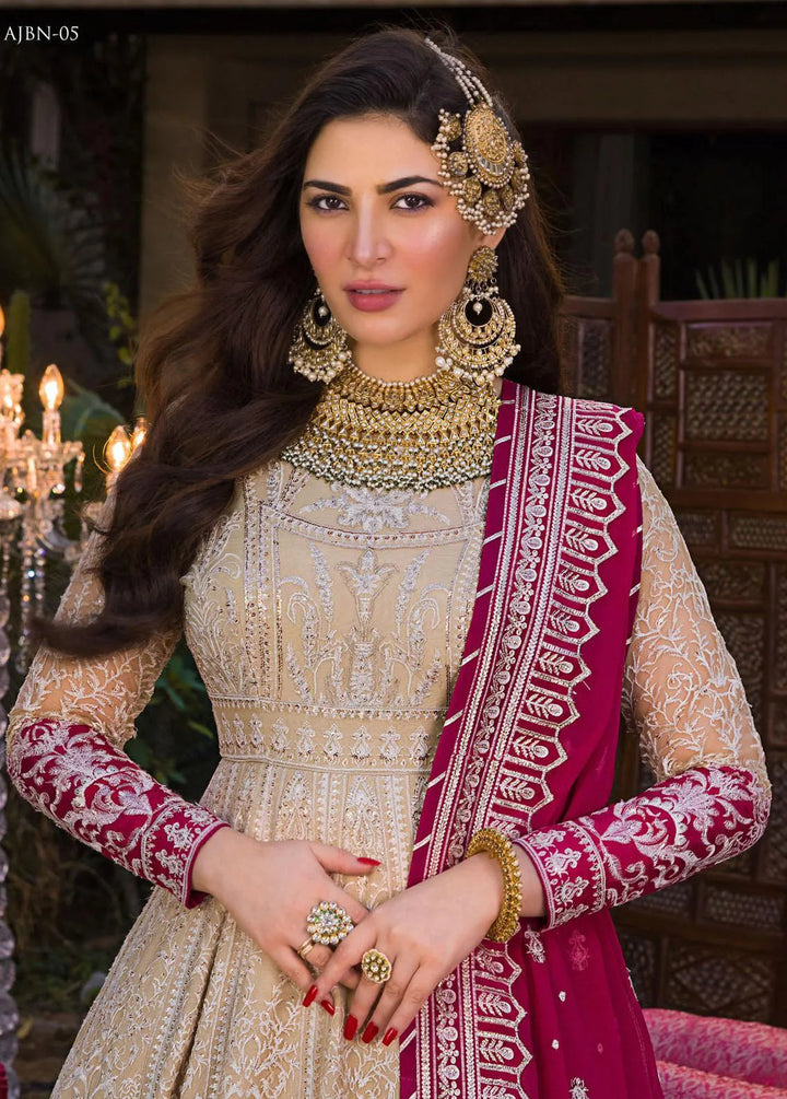 Baad-e-Naubahar by Asim Jofa Embroidered Net Unstitched Suit 3 Piece AJ22BN AJNB-05 - Wedding Collection