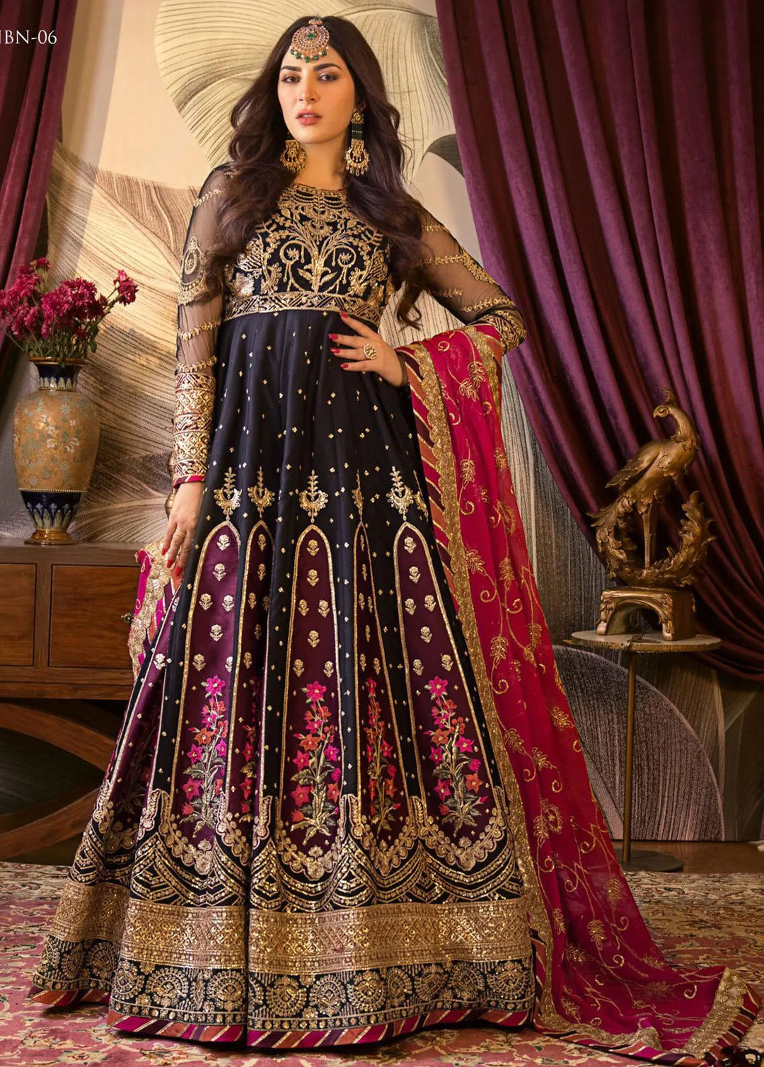Baad-e-Naubahar by Asim Jofa Embroidered Net Unstitched Suit 3 Piece AJ22BN AJNB-06 - Wedding Collection
