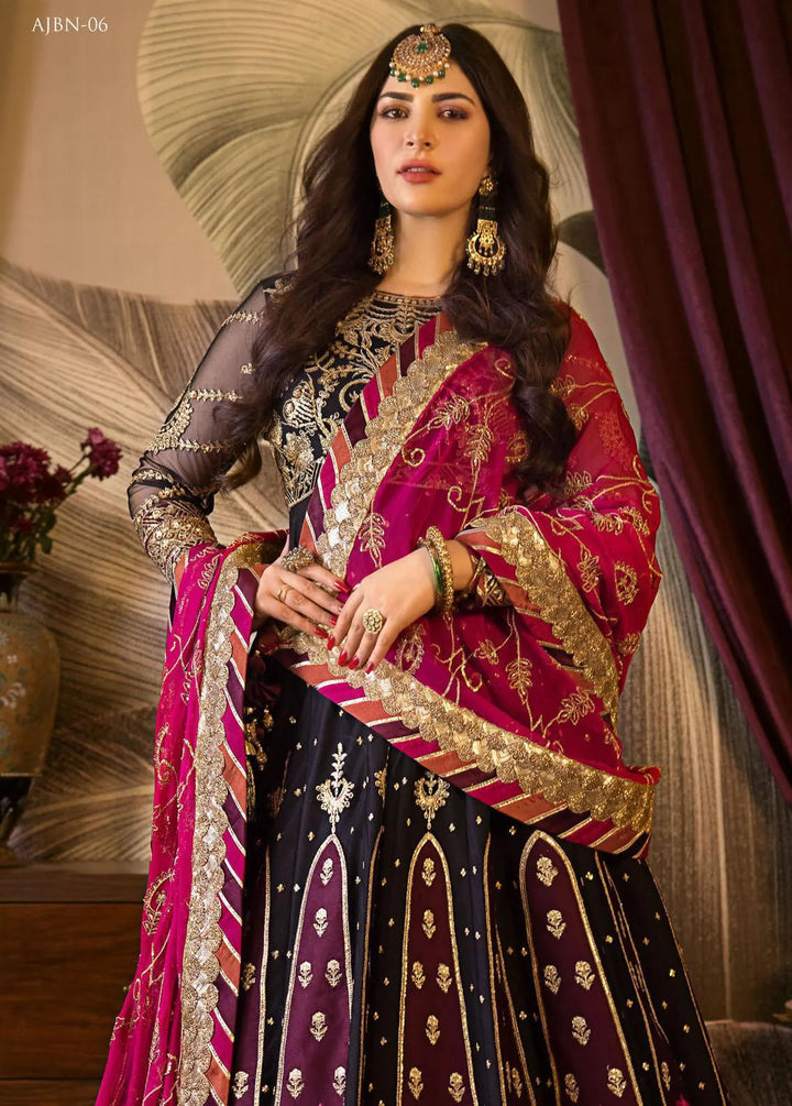 Baad-e-Naubahar by Asim Jofa Embroidered Net Unstitched Suit 3 Piece AJ22BN AJNB-06 - Wedding Collection