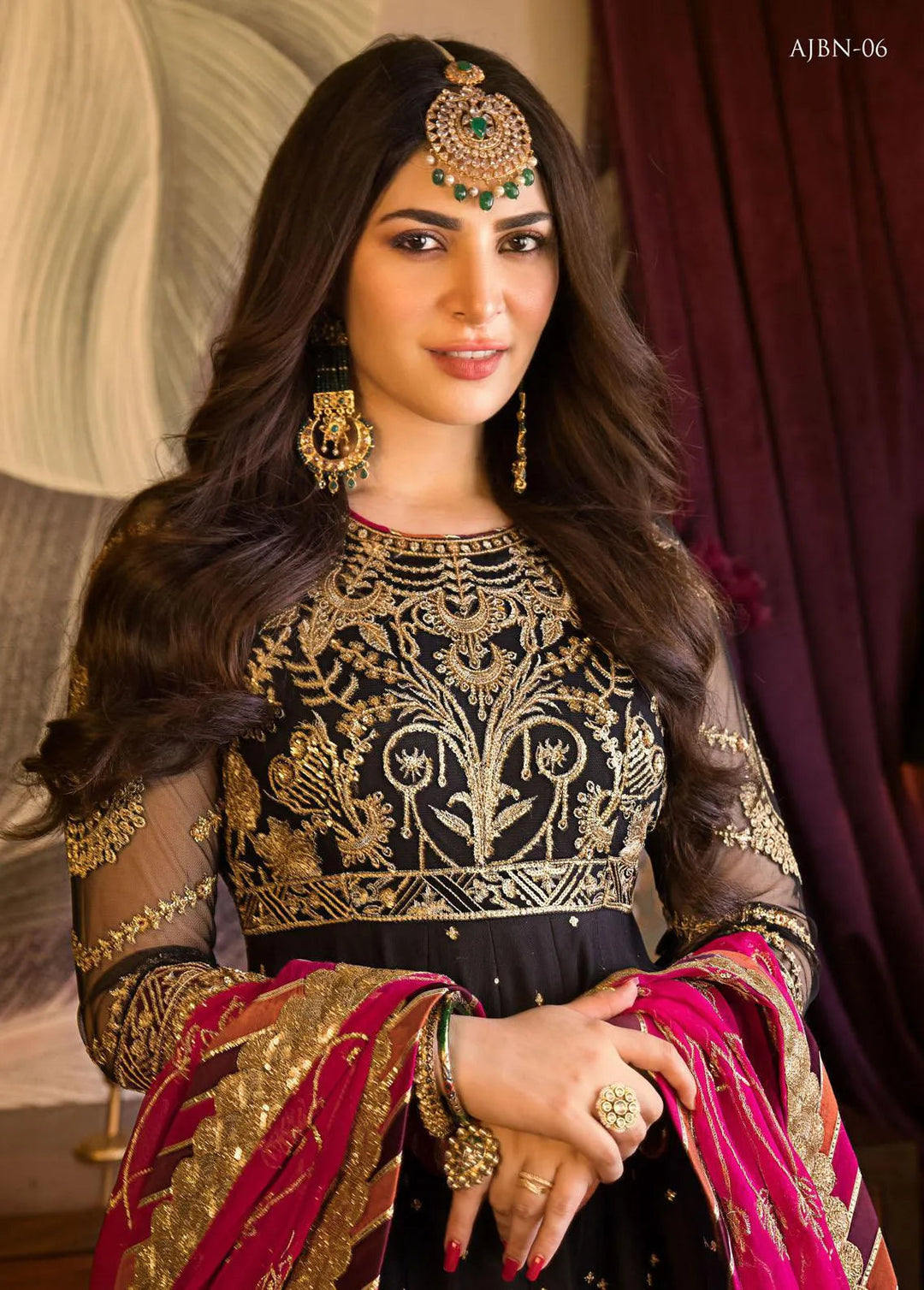 Baad-e-Naubahar by Asim Jofa Embroidered Net Unstitched Suit 3 Piece AJ22BN AJNB-06 - Wedding Collection