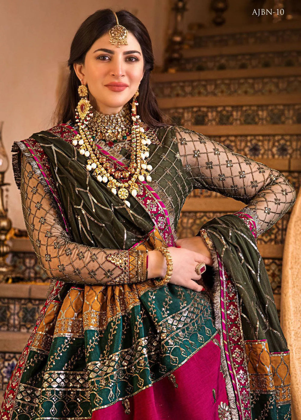 Baad-e-Naubahar by Asim Jofa Embroidered Net Unstitched Suit 3 Piece AJ22BN AJNB-10 - Wedding Collection