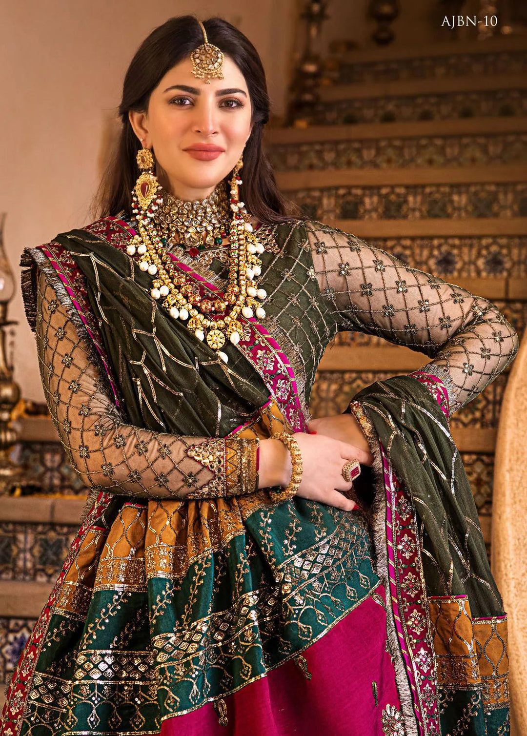 Baad-e-Naubahar by Asim Jofa Embroidered Net Unstitched Suit 3 Piece AJ22BN AJNB-10 - Wedding Collection