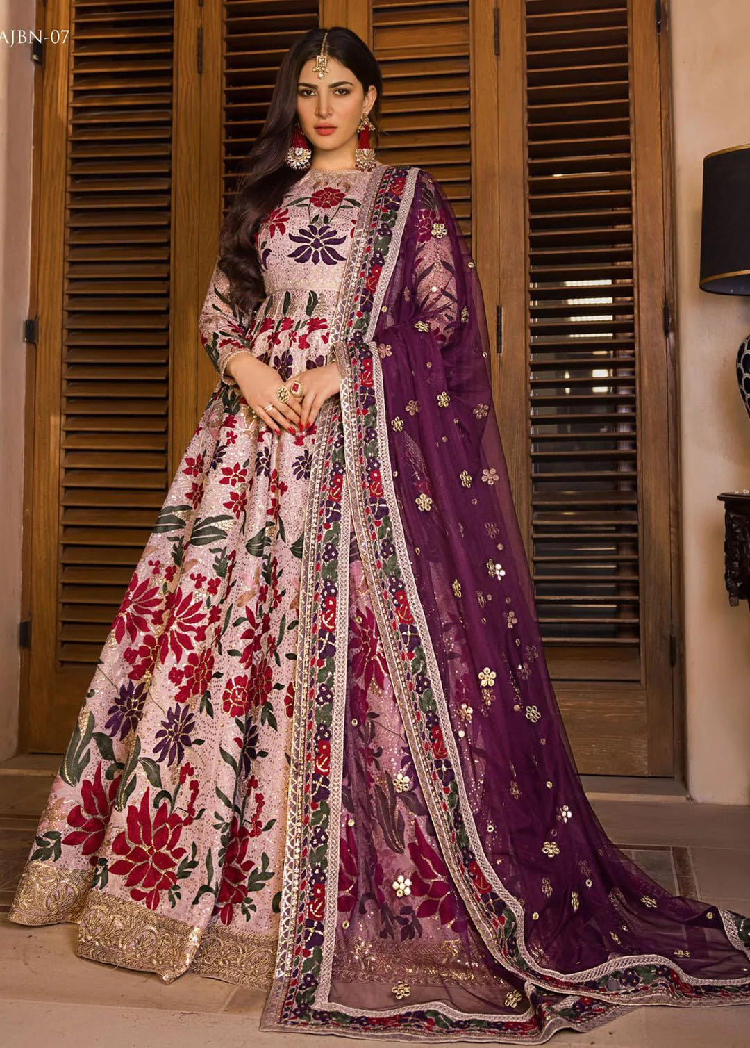 Baad-e-Naubahar by Asim Jofa Embroidered Organza Unstitched Suit 3 Piece AJ22BN AJNB-07 - Wedding Collection