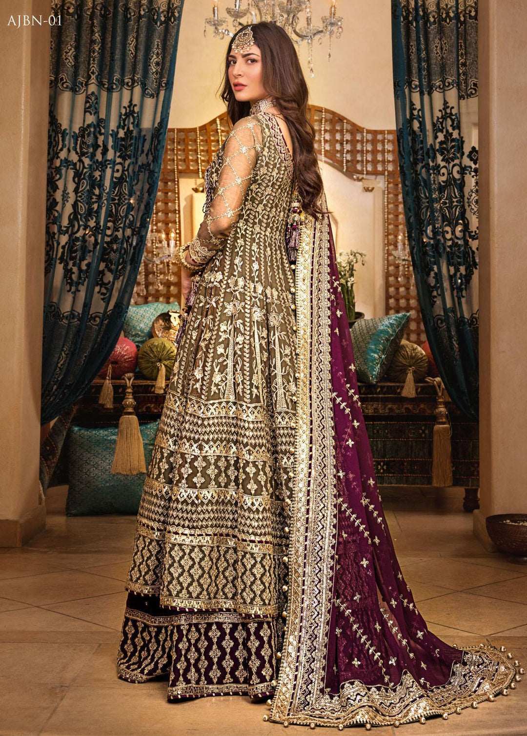 Asim Jofa Luxury Pret Embroidered Chiffon 3 Piece Dress AJ23PWB AJNB-01
