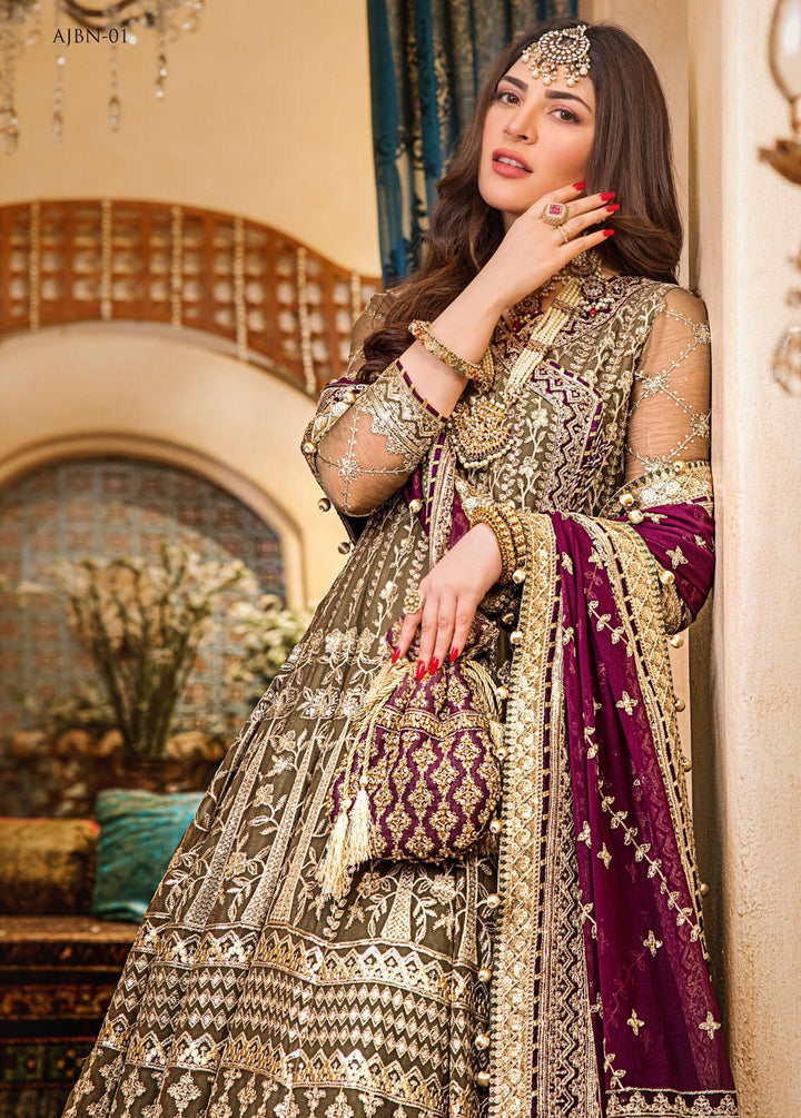 Baad-e-Naubahar by Asim Jofa Embroidered Chiffon Suits Unstitched 3 Piece AJ22BN AJNB-01 - Wedding Collection