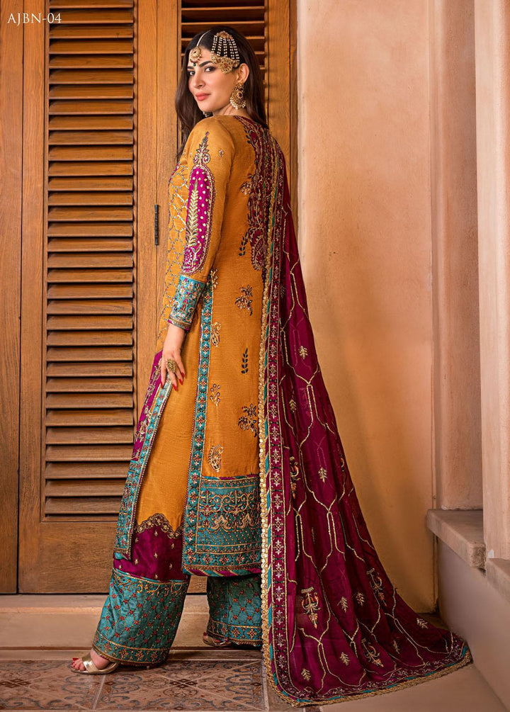 Baad-e-Naubahar by Asim Jofa Embroidered Raw Silk Suits Unstitched 3 Piece AJ22BN AJNB-04 - Wedding Collection
