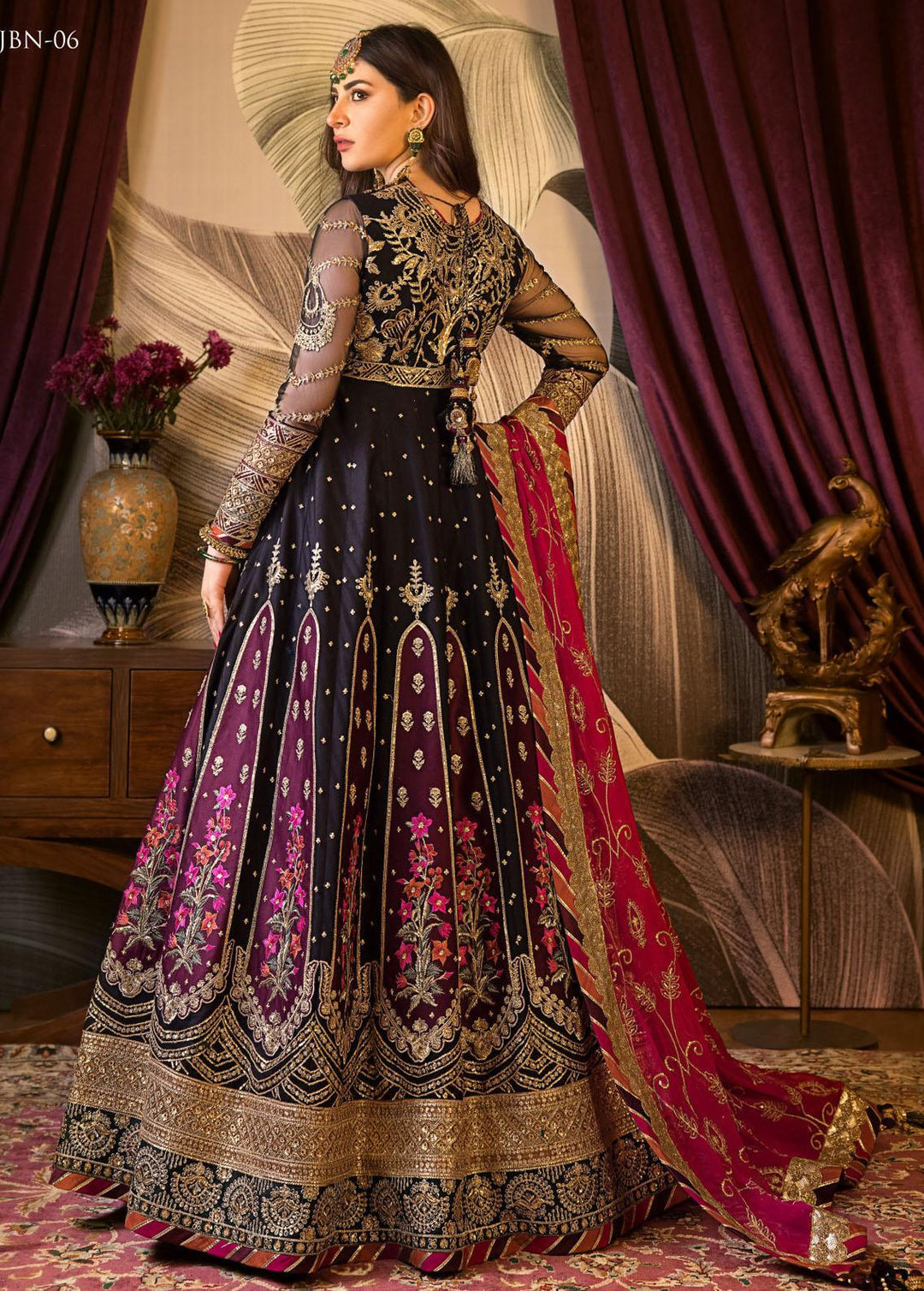 Baad-e-Naubahar by Asim Jofa Embroidered Net Suits Unstitched 3 Piece AJ22BN AJNB-06 - Wedding Collection