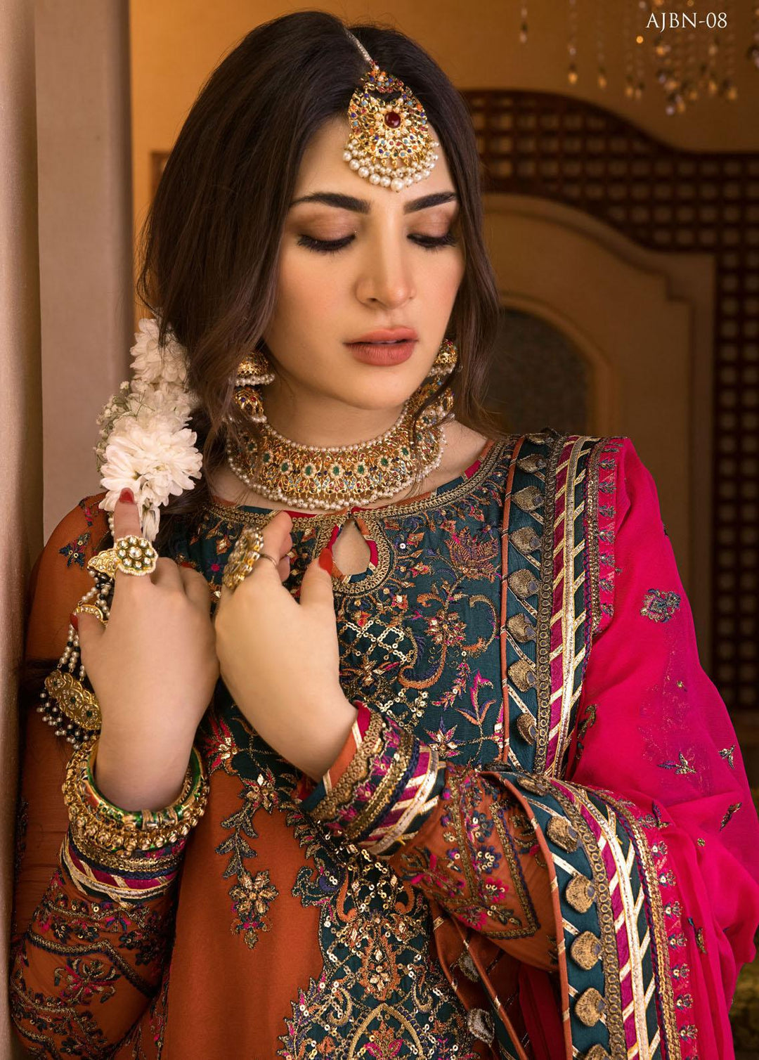 Baad-e-Naubahar by Asim Jofa Embroidered Chiffon Suits Unstitched 3 Piece AJ22BN AJNB-08 - Wedding Collection