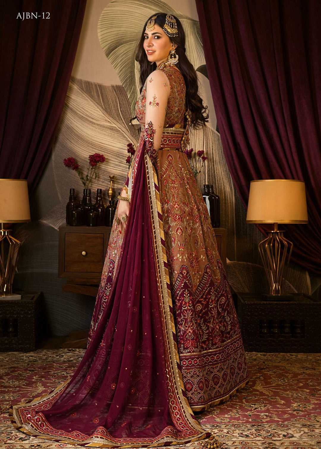 Baad-e-Naubahar by Asim Jofa Embroidered Net Suits Unstitched 3 Piece AJ22BN AJNB-12 - Wedding Collection
