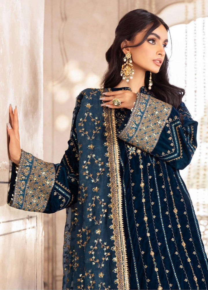 Baagh By AIK Atelier Embroidered Velvet Suits Unstitched 3 Piece AIK22B Look 1 - Winter Collection