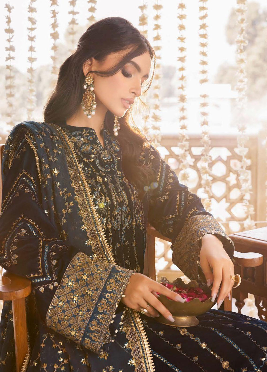 Baagh By AIK Atelier Embroidered Velvet Suits Unstitched 3 Piece AIK22B Look 1 - Winter Collection