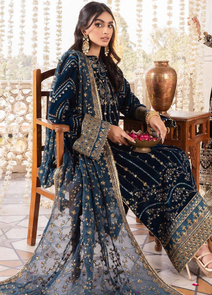 Baagh By AIK Atelier Embroidered Velvet Suits Unstitched 3 Piece AIK22B Look 1 - Winter Collection
