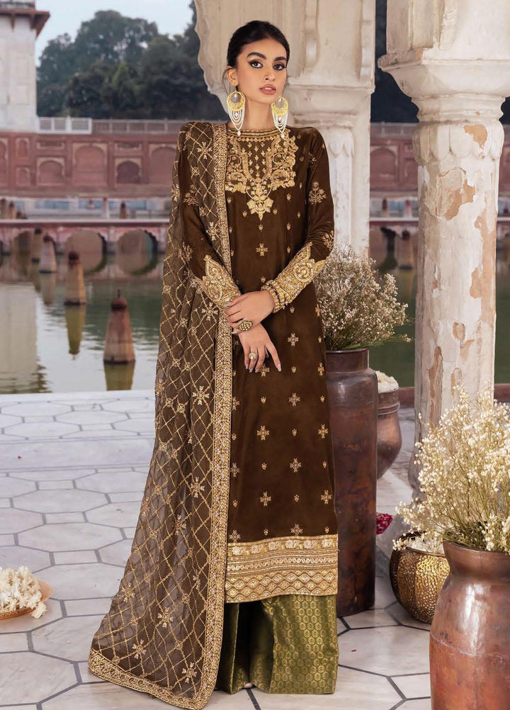 Baagh By AIK Atelier Embroidered Velvet Suits Unstitched 3 Piece AIK22B Look 10 - Winter Collection