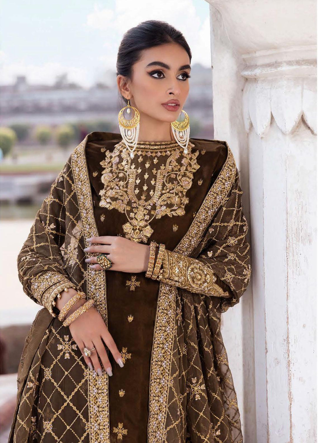 Baagh By AIK Atelier Embroidered Velvet Suits Unstitched 3 Piece AIK22B Look 10 - Winter Collection